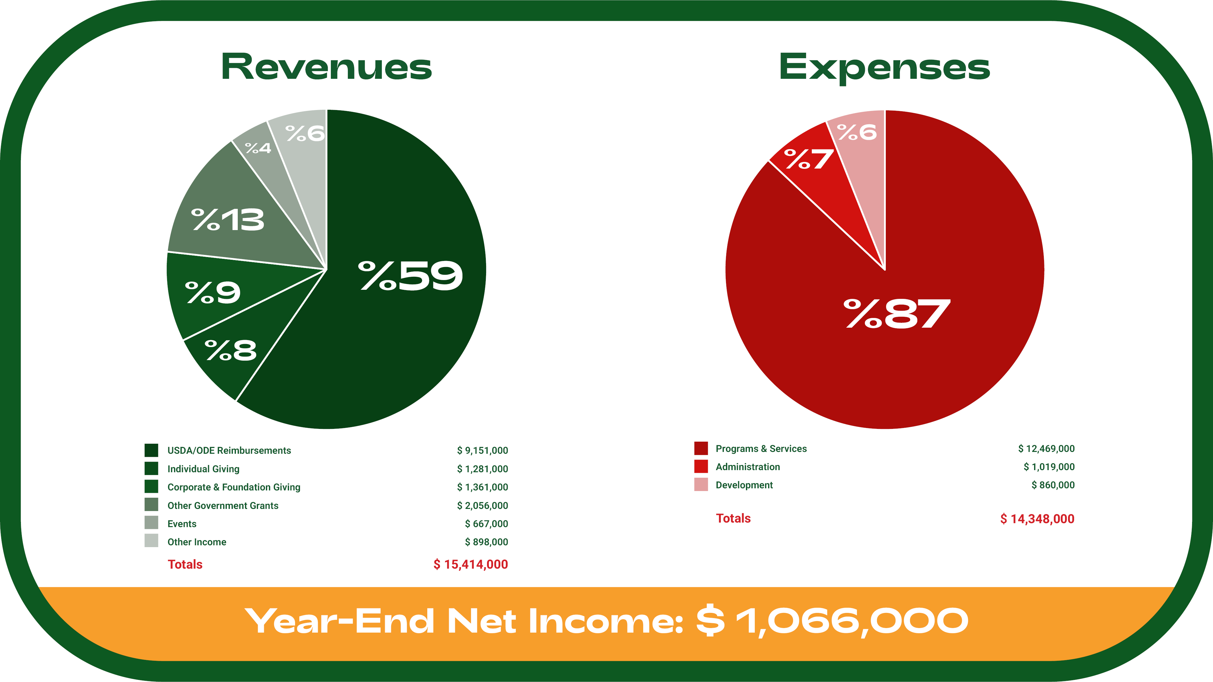 Financials for website graphic