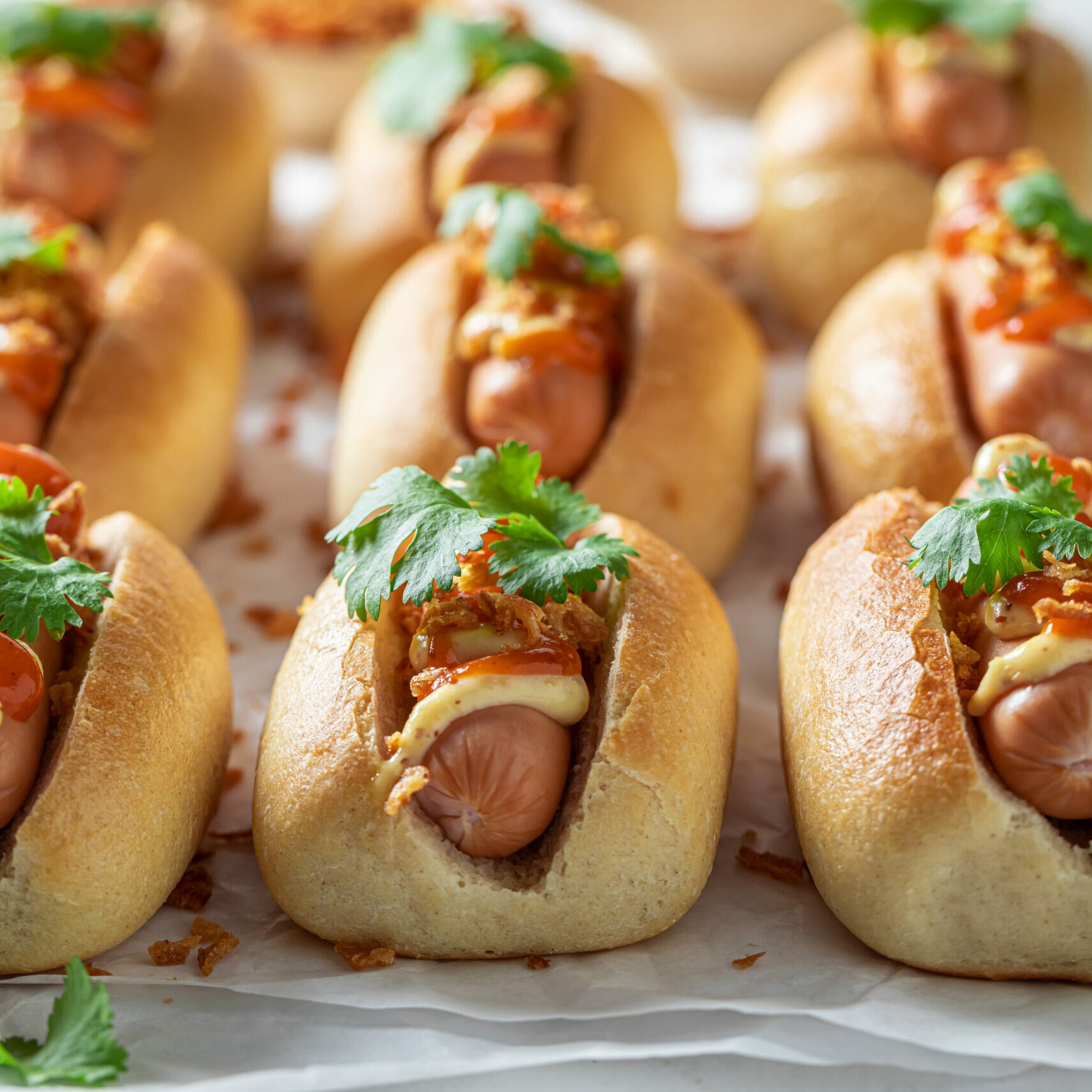Homemade mini hot dogs as a quick appetizers