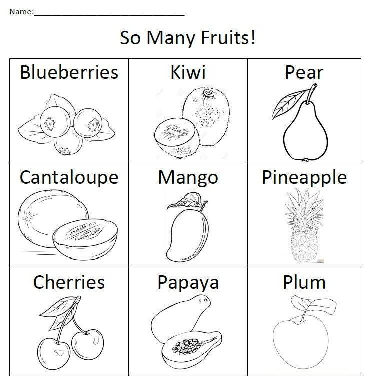 So many fruits! - Coloring Page